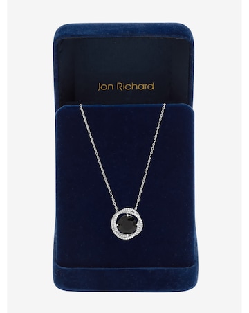 Jon Richard Rhodium Plated Cubic Zirconia Twist Halo Sapphire Pendant