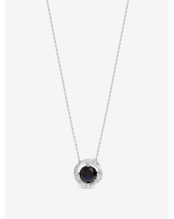 Jon Richard Rhodium Plated Cubic Zirconia Twist Halo Sapphire Pendant