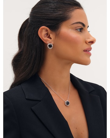 Jon Richard Rhodium Plated Cubic Zirconia Twist Halo Sapphire Pendant