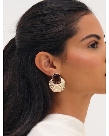 Mood Gold Plated Resin And Ridge Statement Earrings