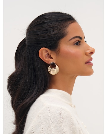 Mood Gold Plated Resin And Ridge Statement Earrings