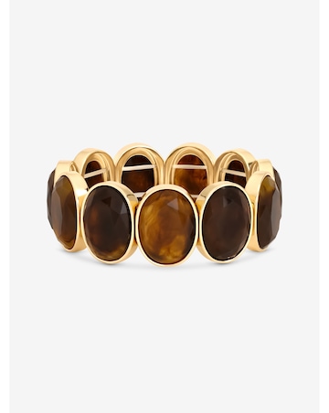 Mood Gold Plated Brown Statement Stretch Bracelet
