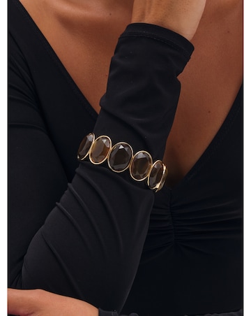 Mood Gold Plated Brown Statement Stretch Bracelet