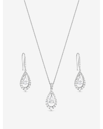 Jon Richard Rhodium Plated And Crystal Pear Drop Box Set
