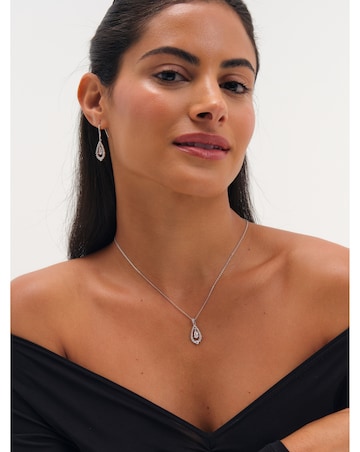 Jon Richard Rhodium Plated And Crystal Pear Drop Box Set