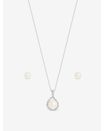 Jon Richard Rhodium Plated Crystal And Pearl Halo Box Set
