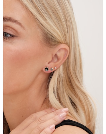 Jon Richard Gold Plated And Jet Enamel Earrings - Pack Of 3