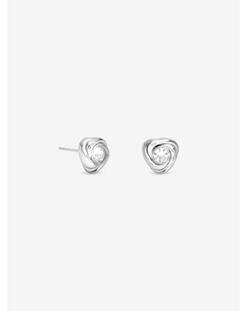 Jon Richard Platinum Plated And Crystal Waterproof Knot Stud Earrings