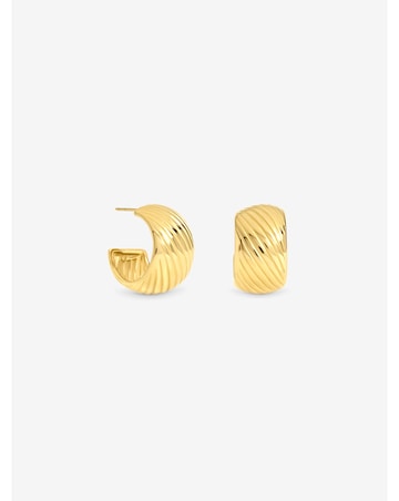 Jon Richard Gold Plated Waterproof Ribbed Curved Hoop Earrings
