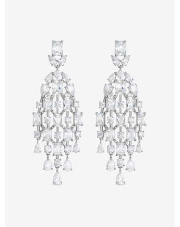 Jon Richard Rhodium Plated And Crystal Statement Drop Earrings
