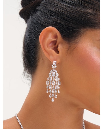 Jon Richard Rhodium Plated And Crystal Statement Drop Earrings