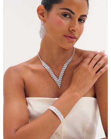 Jon Richard Rhodium Plated And Crystal Statement Drop Earrings