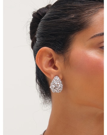 Jon Richard Rhodium Plated Cubic Zirconia Crystal Dome Earrings