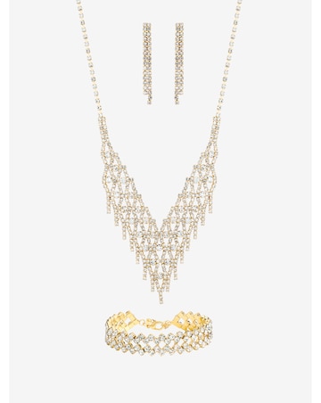 Mood Gold Crystal Three Piece Diamante Set