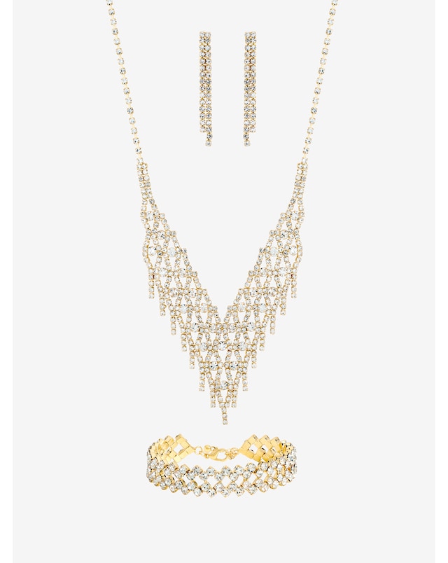 Mood Gold Crystal Three Piece Diamante Set