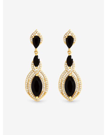 Jon Richard Gold Plated And Jet Navette Drop Earrings