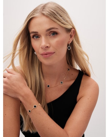 Jon Richard Gold Plated and Jet Clover Huggie Earrings