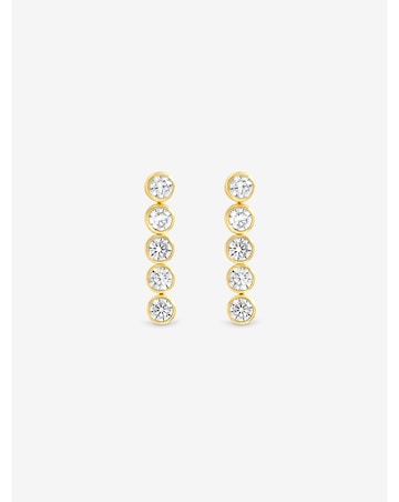 Jon Richard Gold Plated Tennis Round Bezel Drop Earrings