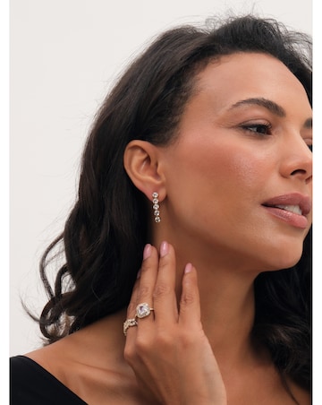 Jon Richard Gold Plated Tennis Round Bezel Drop Earrings
