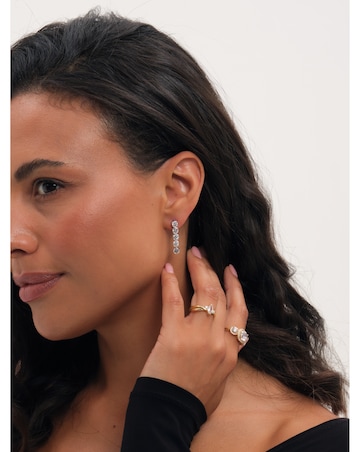 Jon Richard Gold Plated Tennis Round Bezel Drop Earrings