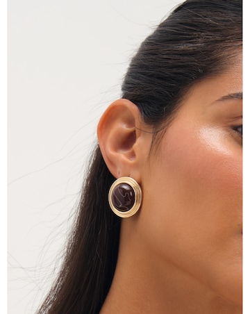 Mood Gold Plated Resin Stud Earrings