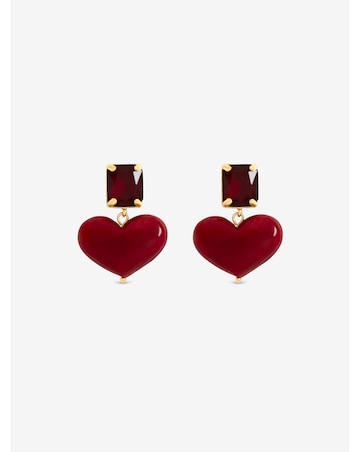 Mood Gold Plated Red Heart Earrings