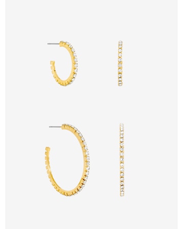 Mood Gold Plated And Crystal Hoop Earrings
