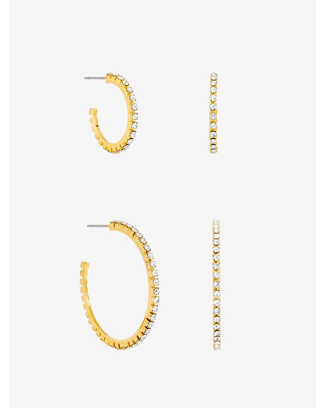 Mood Gold Plated And Crystal Hoop Earrings