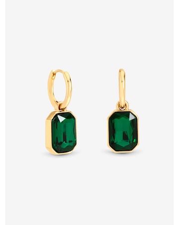 Mood Gold Plated And Emerald Drop Earrings
