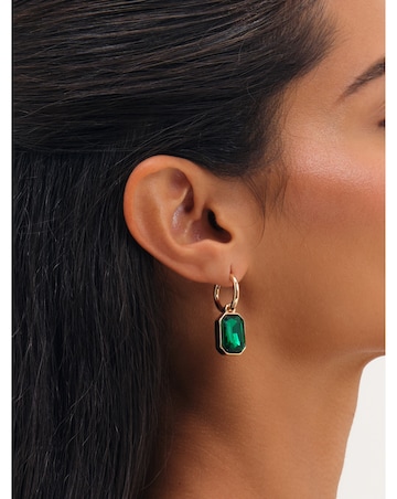 Mood Gold Plated And Emerald Drop Earrings