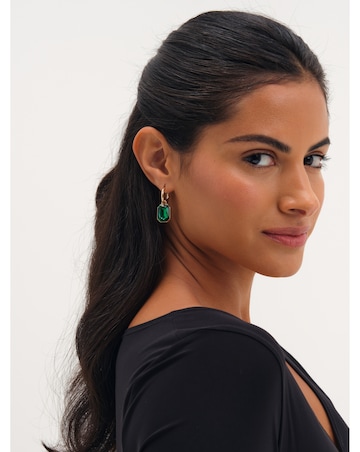 Mood Gold Plated And Emerald Drop Earrings