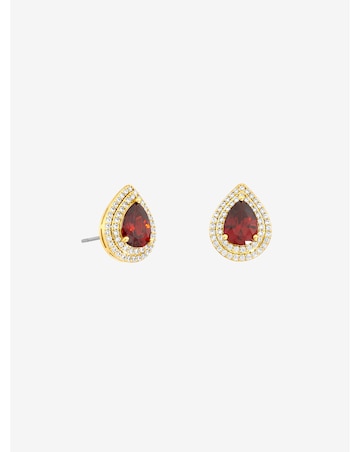 Jon Richard Gold Plated Cubic Zirconia Garnet Pear Stud Earrings