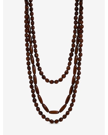 Mood Brown Beaded Multirow Necklace