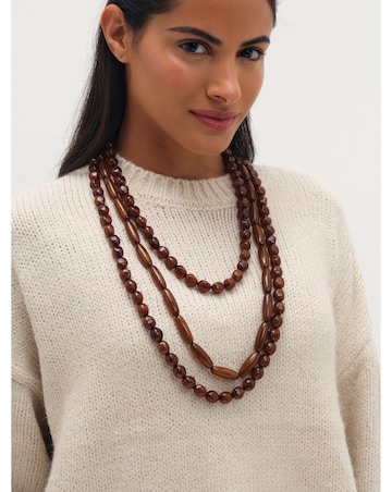 Mood Brown Beaded Multirow Necklace