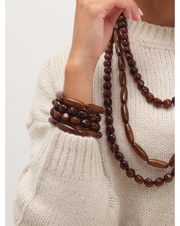 Mood Brown Beaded Multirow Necklace