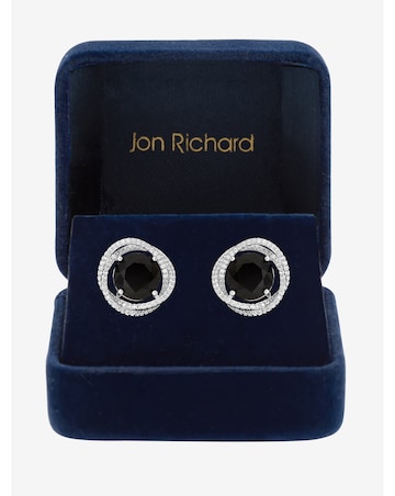 Jon Richard Rhodium Plated Cubic Zirconia Twist Halo Sapphire Stud Earrings