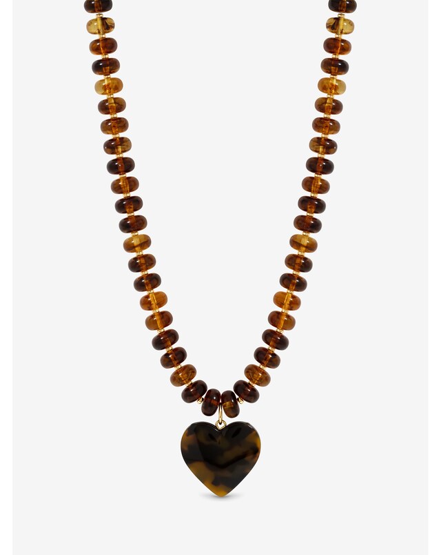 New In - Gold Beaded Heart Necklace