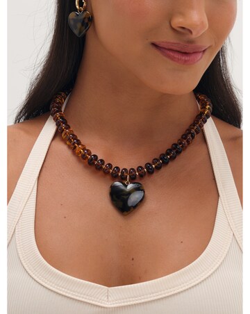 Mood Gold Plated Beaded Heart Necklace