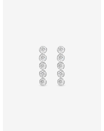 Jon Richard Silver Plated Tennis Round Bezel Drop Earrings