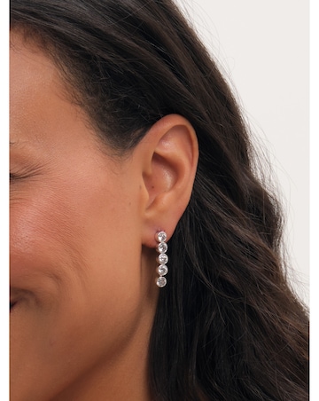 Jon Richard Silver Plated Tennis Round Bezel Drop Earrings