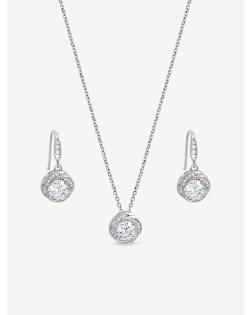 Jon Richard Rhodium Plated And Crystal Knot Drop Box Set