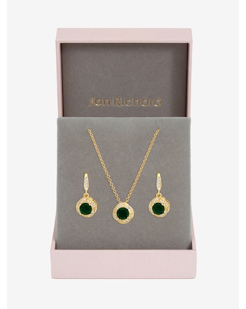 Jon Richard Gold Plated And Emerald Box Set