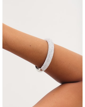 Jon Richard Rhodium Plated Pave Bangle