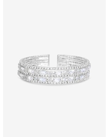 Jon Richard Rhodium Plated And Crystal Multi Stone Cuff