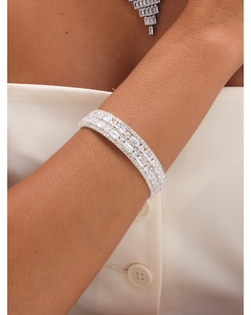 Jon Richard Rhodium Plated And Crystal Multi Stone Cuff