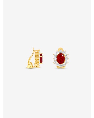 Jon Richard Gold Plated And Ruby Vintage Halo Clip Earrings