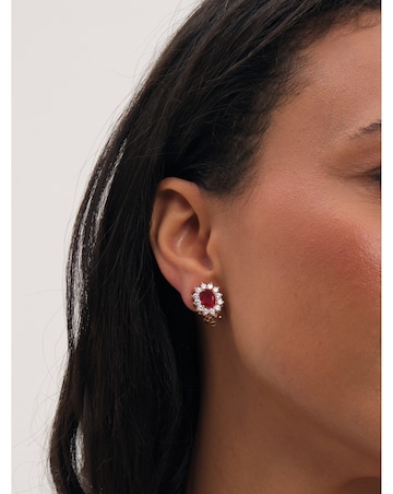 Jon Richard Gold Plated And Ruby Vintage Halo Clip Earrings