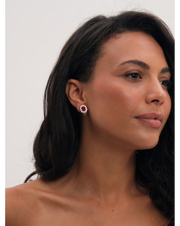 Jon Richard Gold Plated And Ruby Vintage Halo Clip Earrings