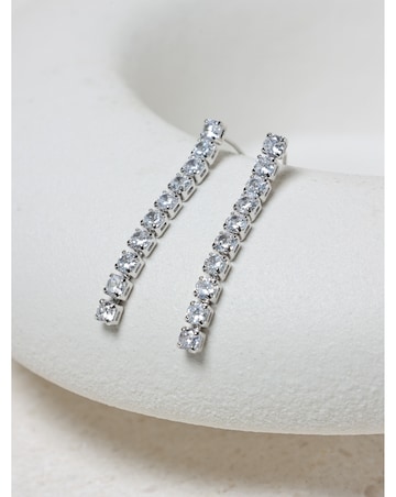 Jon Richard Rhodium Plated and Cubic Zirconia Round Tennis Earrings