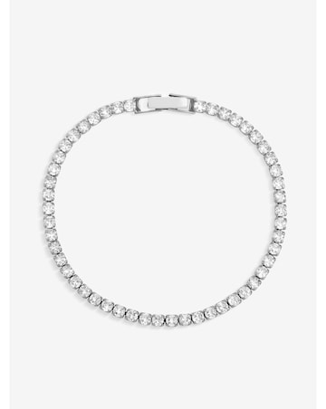Jon Richard Rhodium Plated and Cubic Zirconia Round Tennis Bracelet